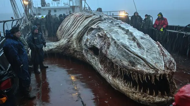 Морское чудовище на палубе корабля Морское чудовище на палубе корабля